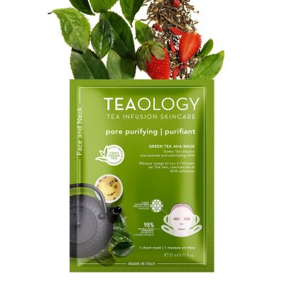 TEAOLOGY GREEN TEA AHA FACE MASK Valomoji matinį efektą suteikianti veido kaukė 