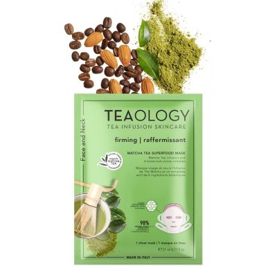 TEAOLOGY MATCHA TEA SUPERFOOD FACE MASK Stangrinamoji priešraukšlinė kontūrus formuojanti masažinė kaukė