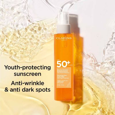 CLARINS Glowing Sun Care Mist SPF50 Apsauginė purškiamoji priemonė nuo saulės