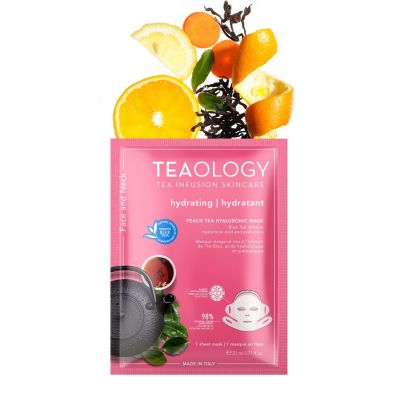TEAOLOGY PEACH TEA HYALURONIC FACE MASK Jauninamoji veido kaukė