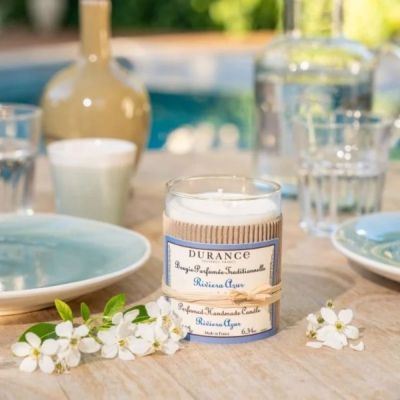 DURANCE CANDLE RIVIERA AZUR Rankų darbo kvapni žvakė su stikliniu gaubtu